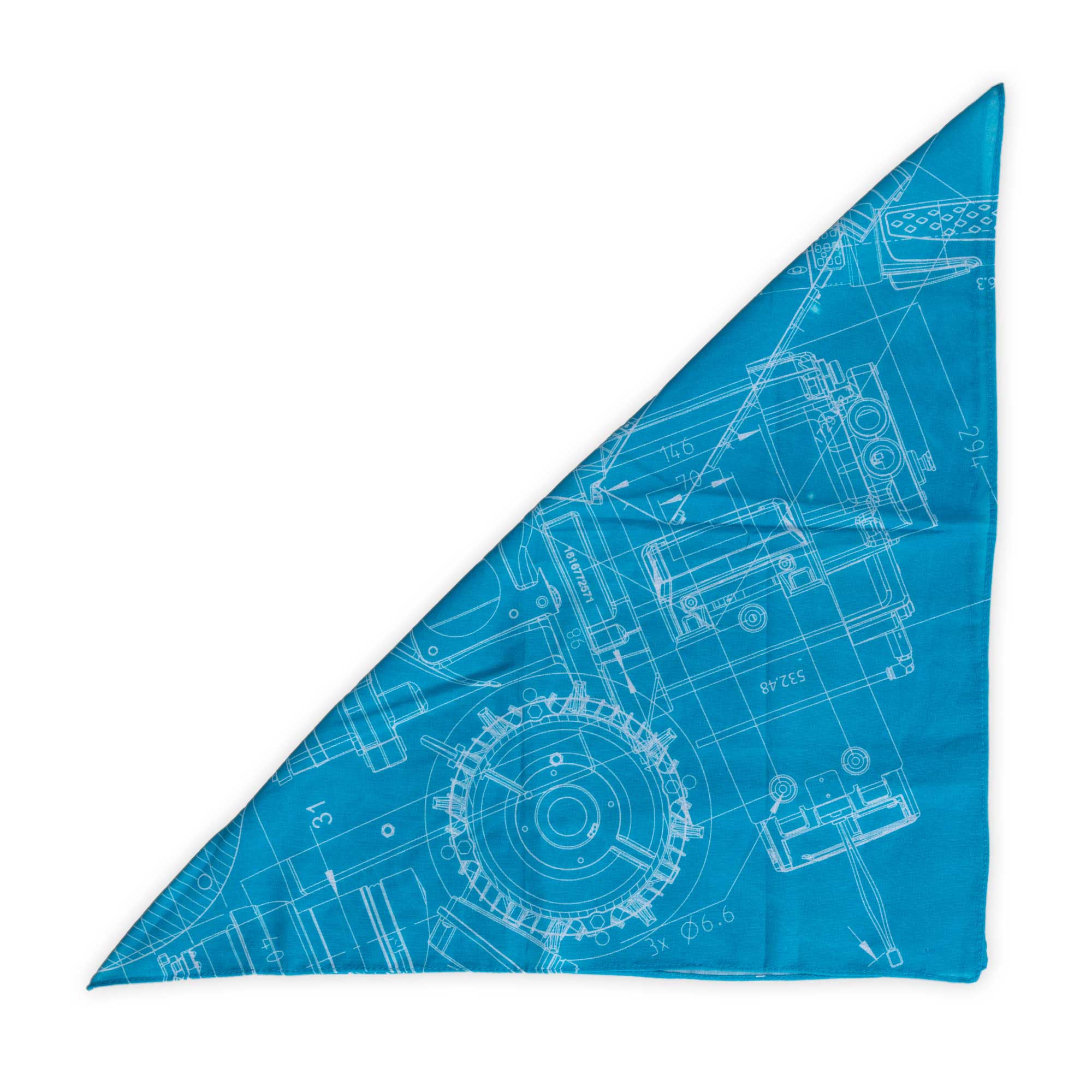 blue bandana with blueprint pattern