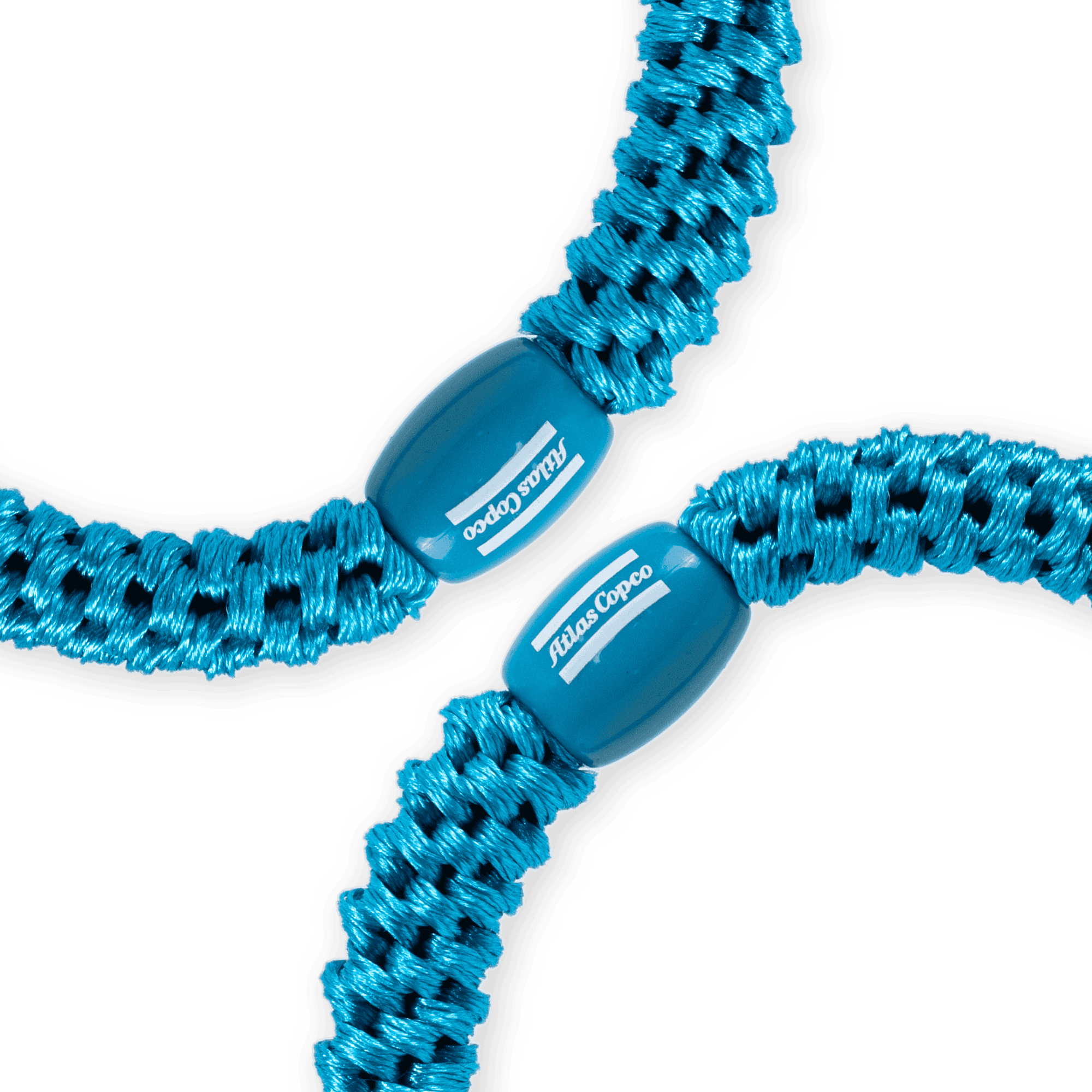 blue hair tie with atlas copco logo