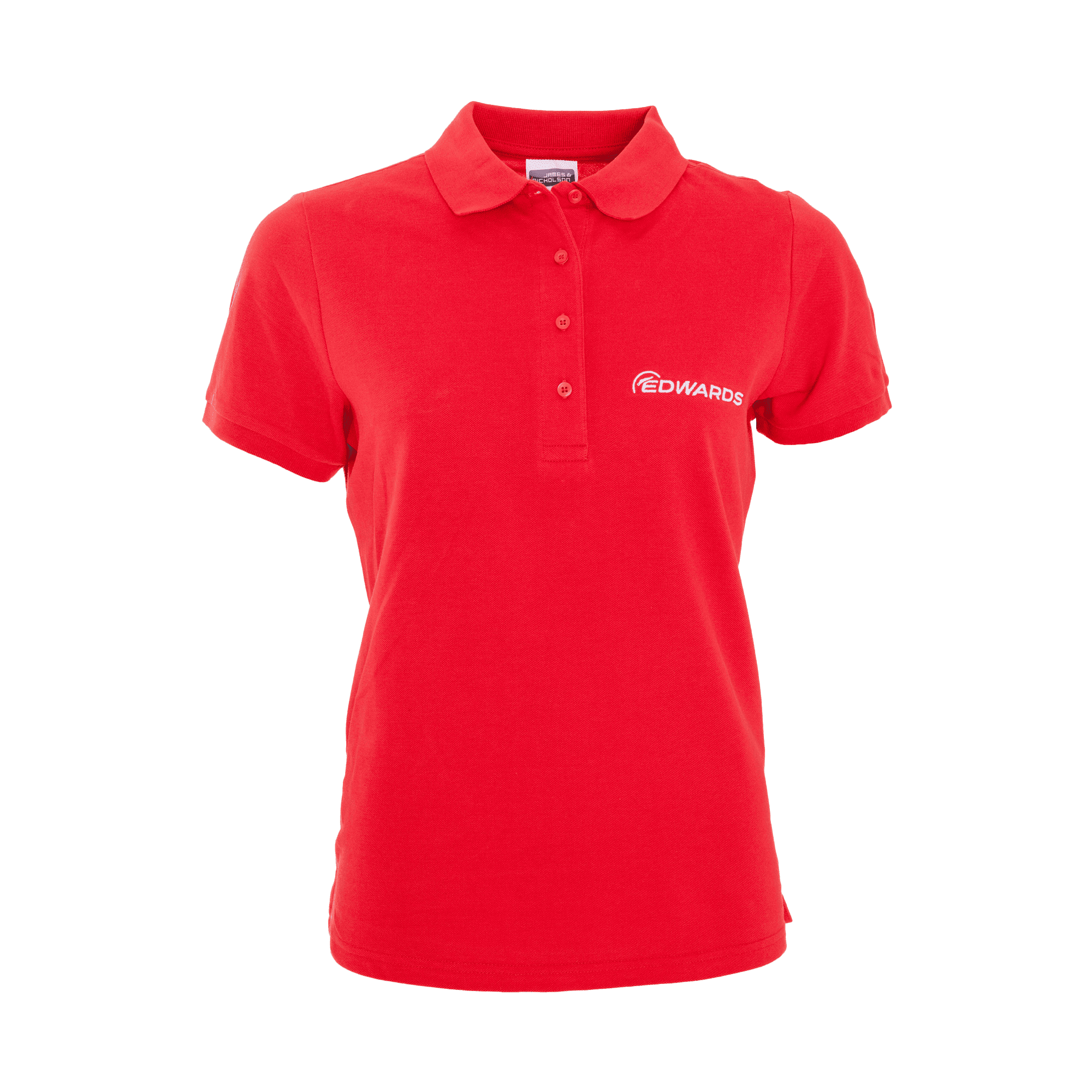 red edwards polo with white logo