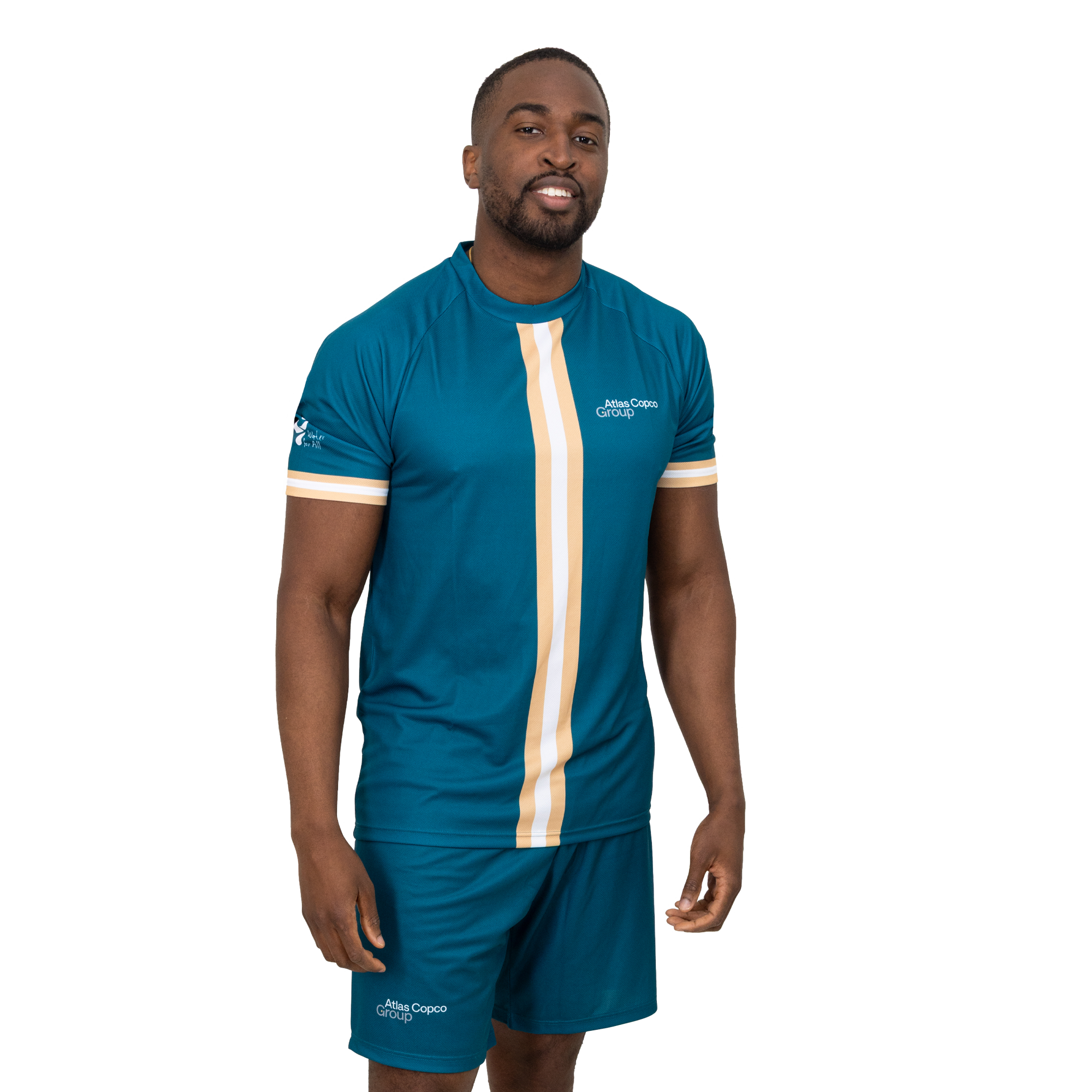 soccer jersey clothes with atlas copco group logo front