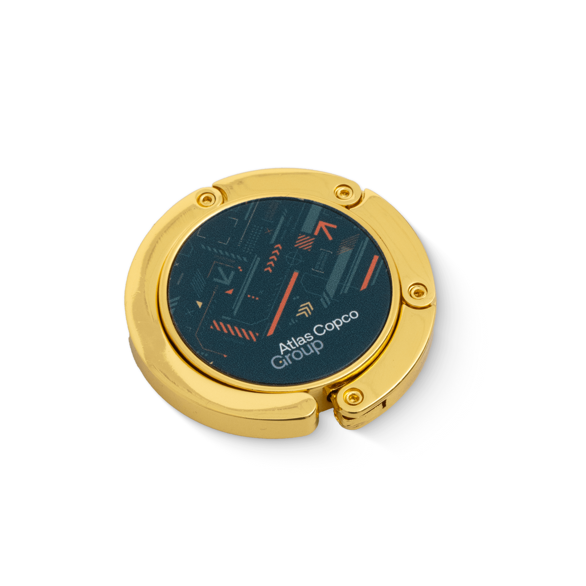 bag hanger with atlas copco group logo