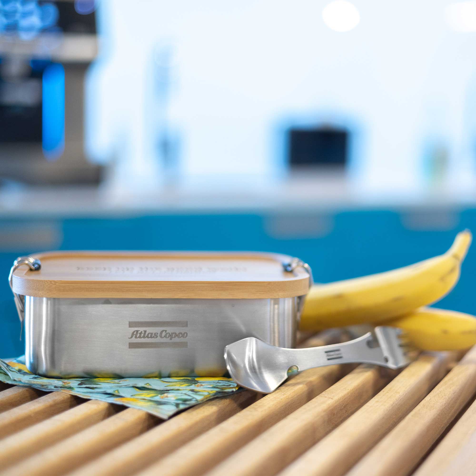 metal lunchbox with wooden lid