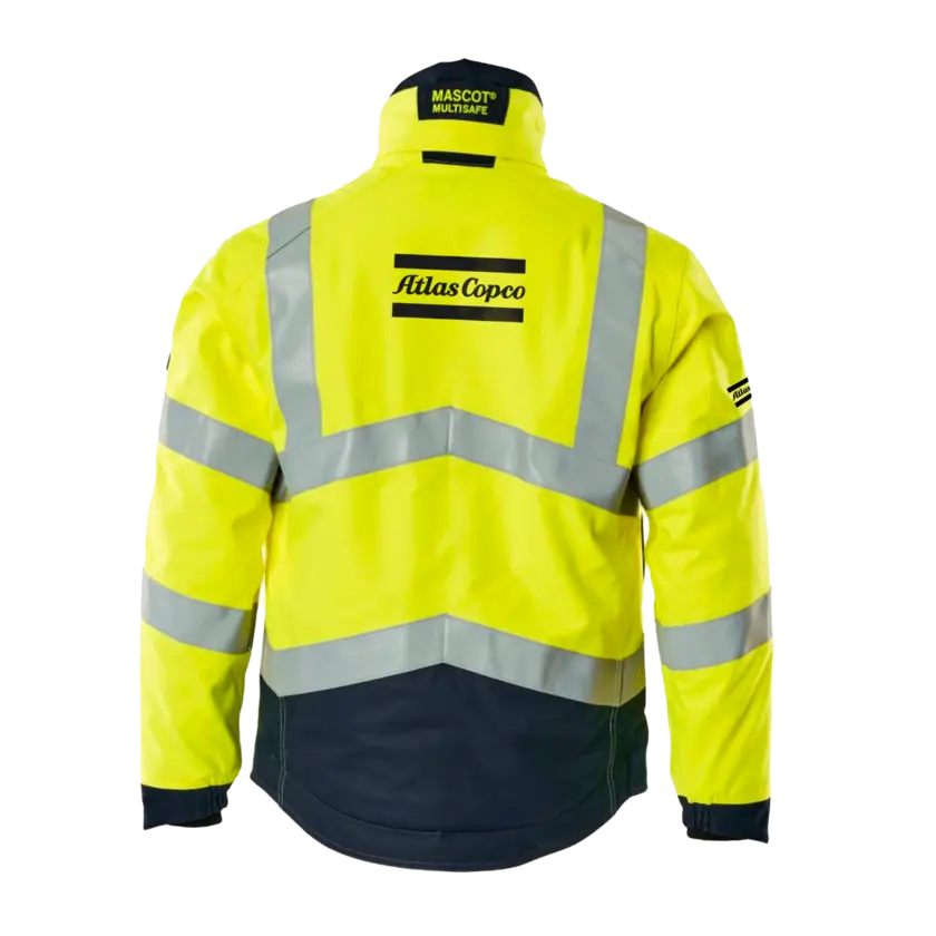 blue and reflective jacket