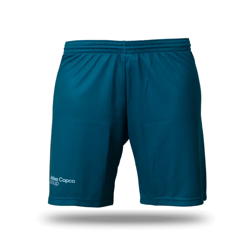 soccer jersey shorts with atlas copco group logo