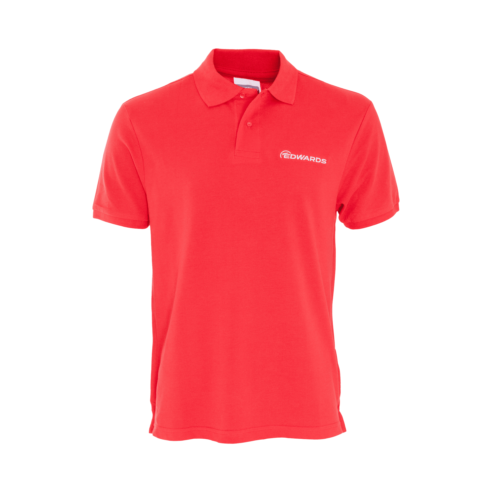 red edwards polo with white logo