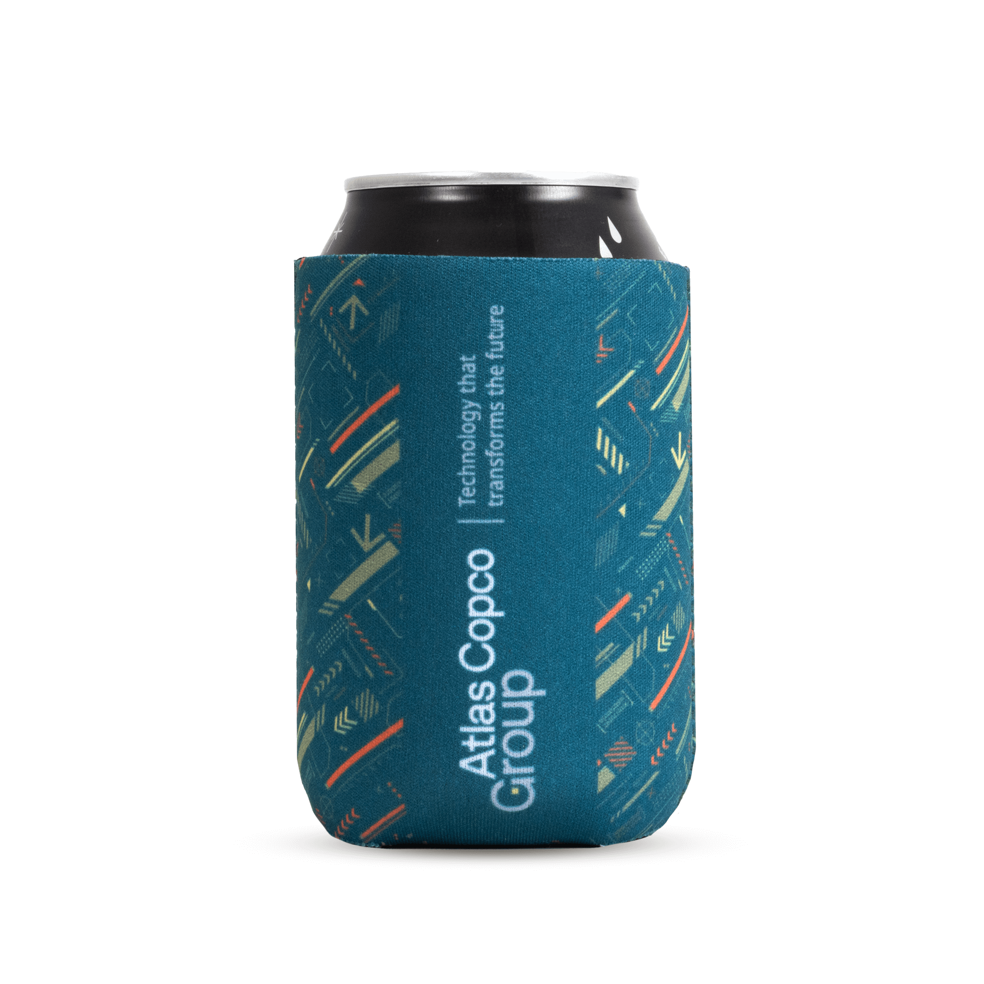 can cooler with atlas copco group logo and pattern