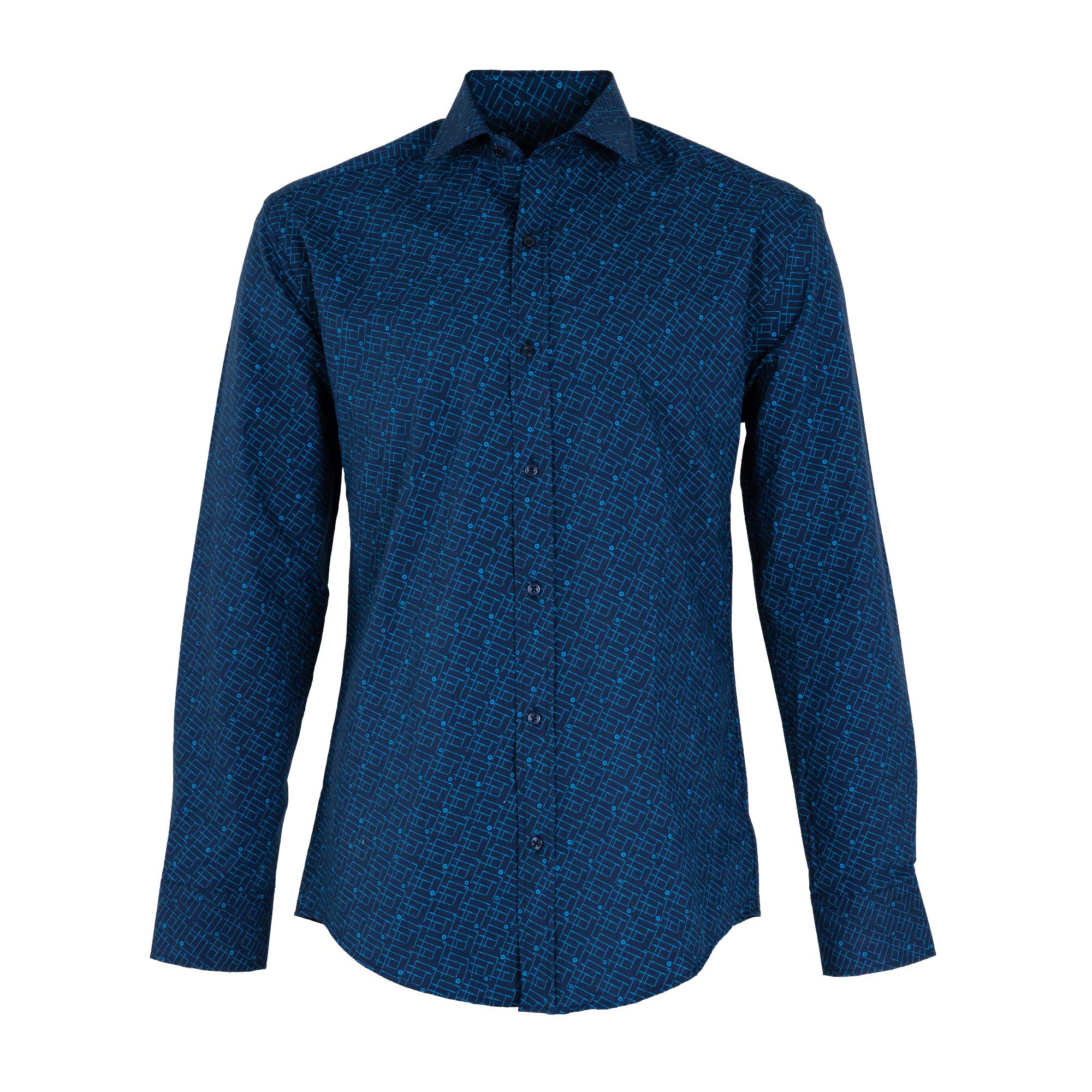 blue business shirt with blueprint pattern