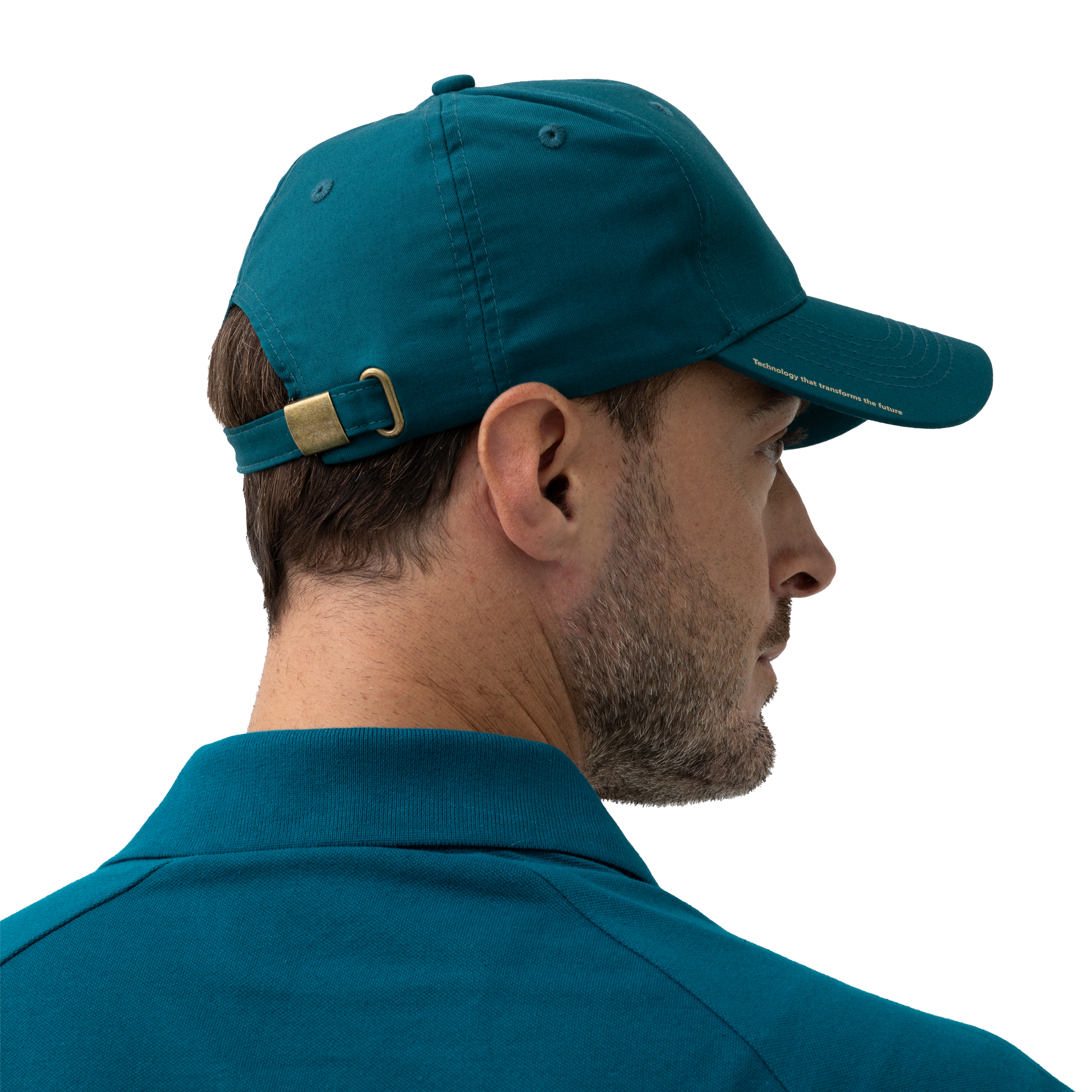 teal atlas copco group cap with white logo