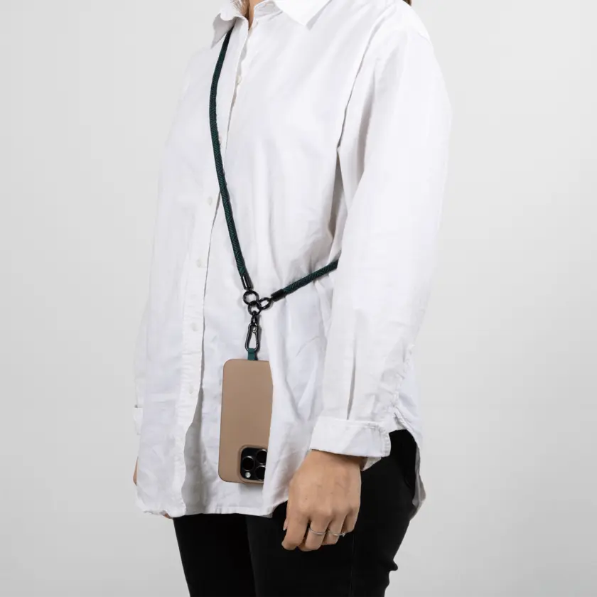 phone strap with atlas copco group logo on shoulder