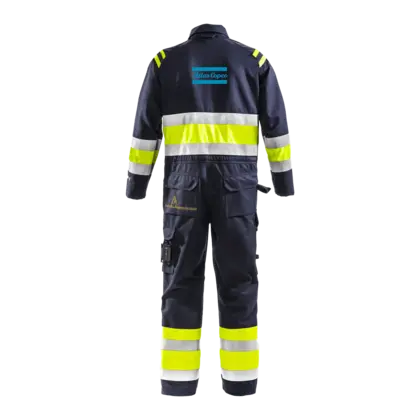blue and reflective coverall