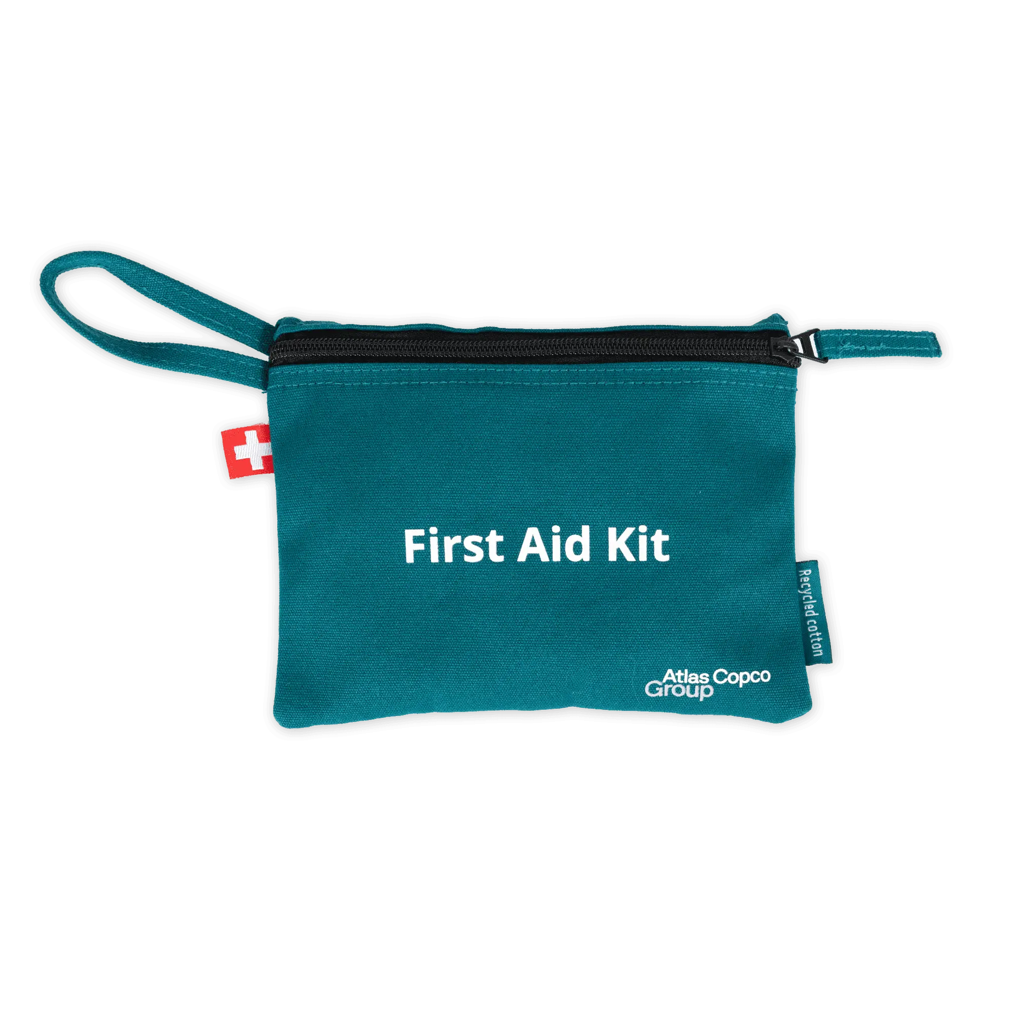 first aid kit with atlas copco group logo closed