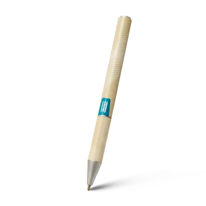 blue atlas copco pen with blue print pattern box