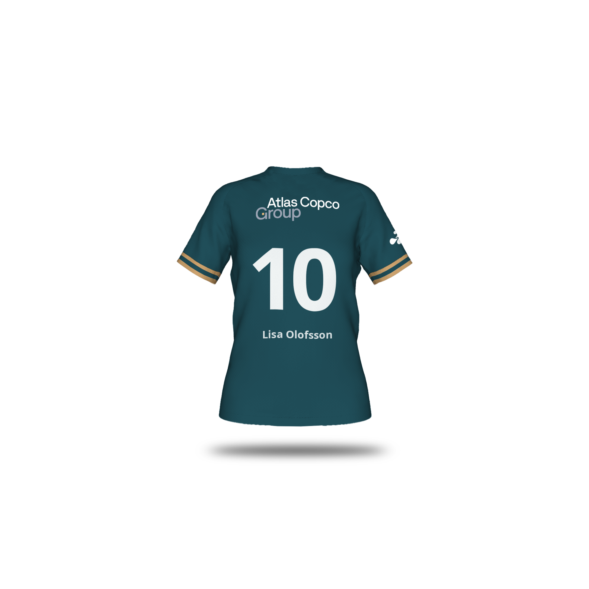 soccer jersey t-shirt with atlas copco group logo back