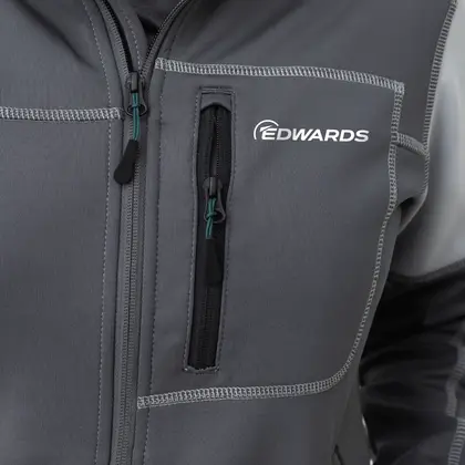 grey work fleece close up with edwards logo