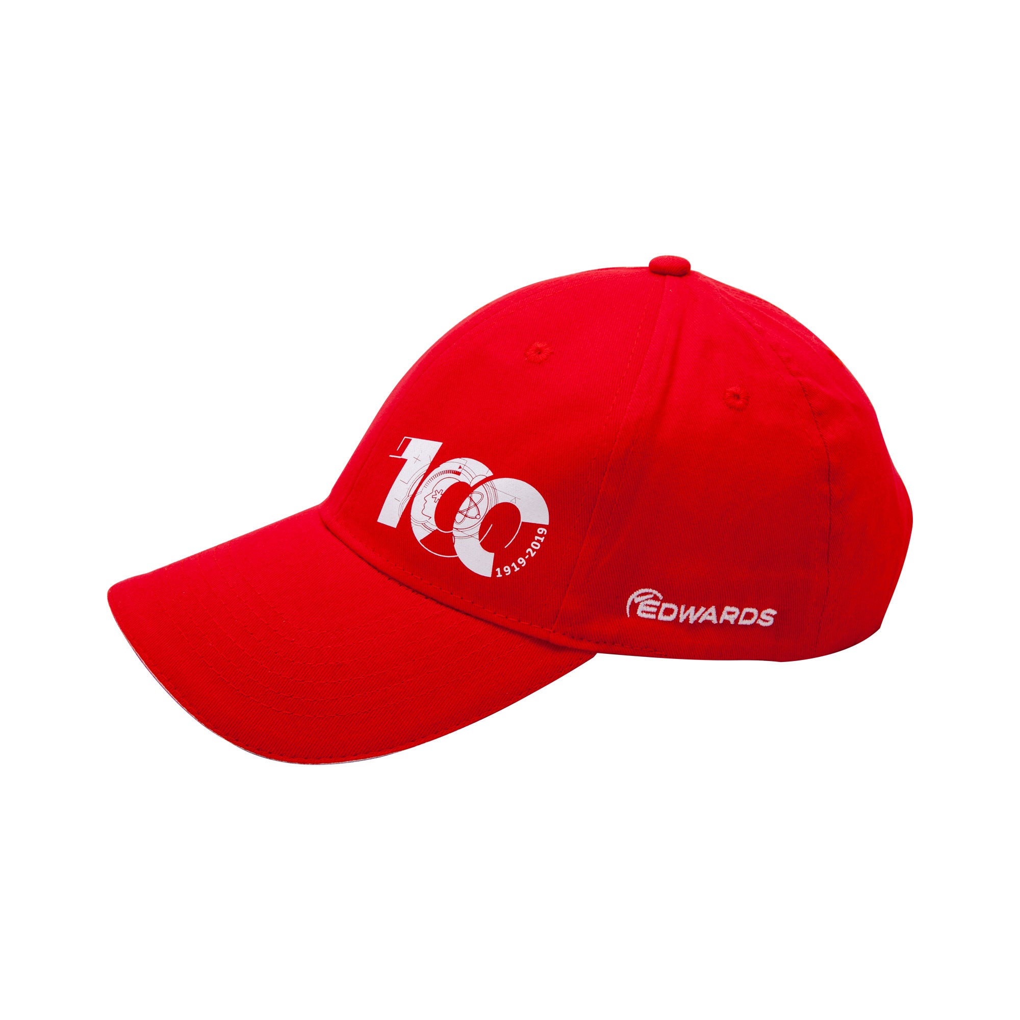 red edwards cap with white logo sideview