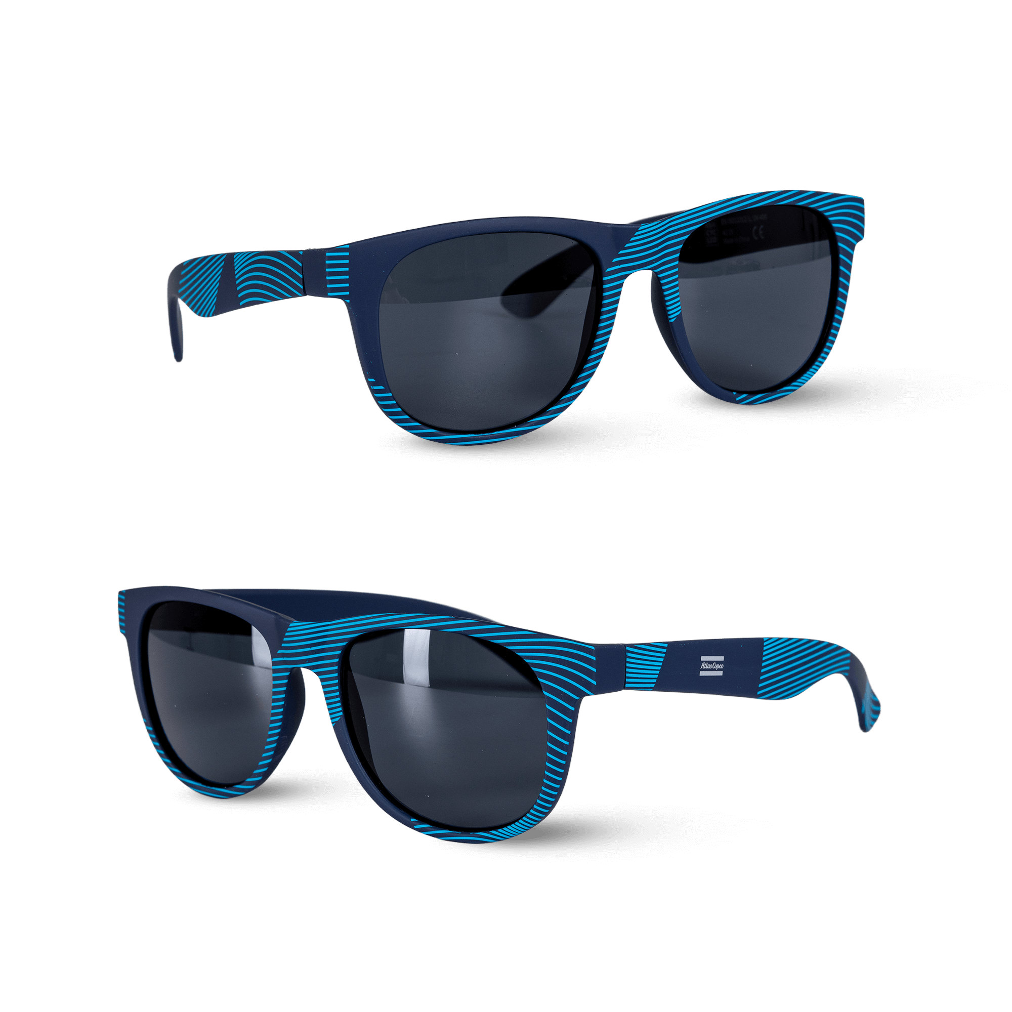Blue and navy atlas copco sunglasses with pattern