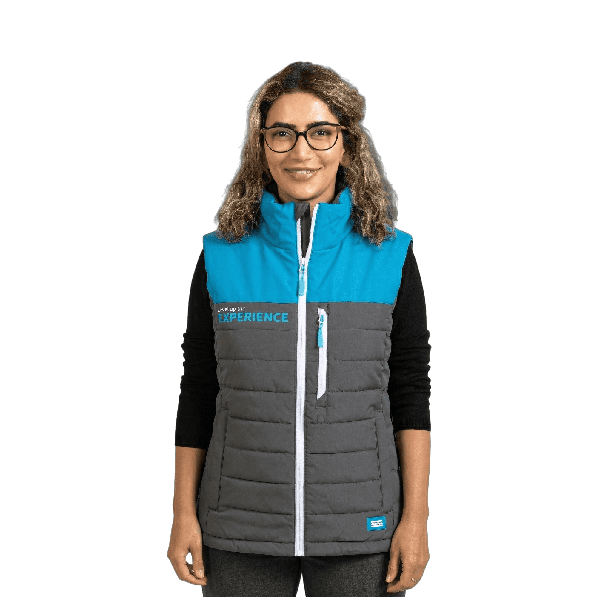atlas copco grey and blue active padded vest