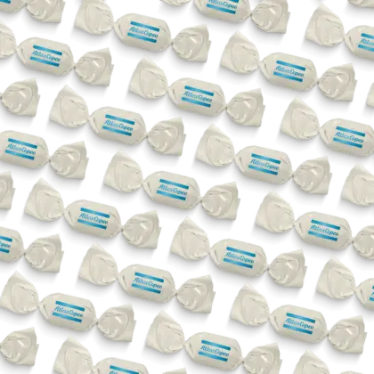 Candy with atlas copco logo flavour display