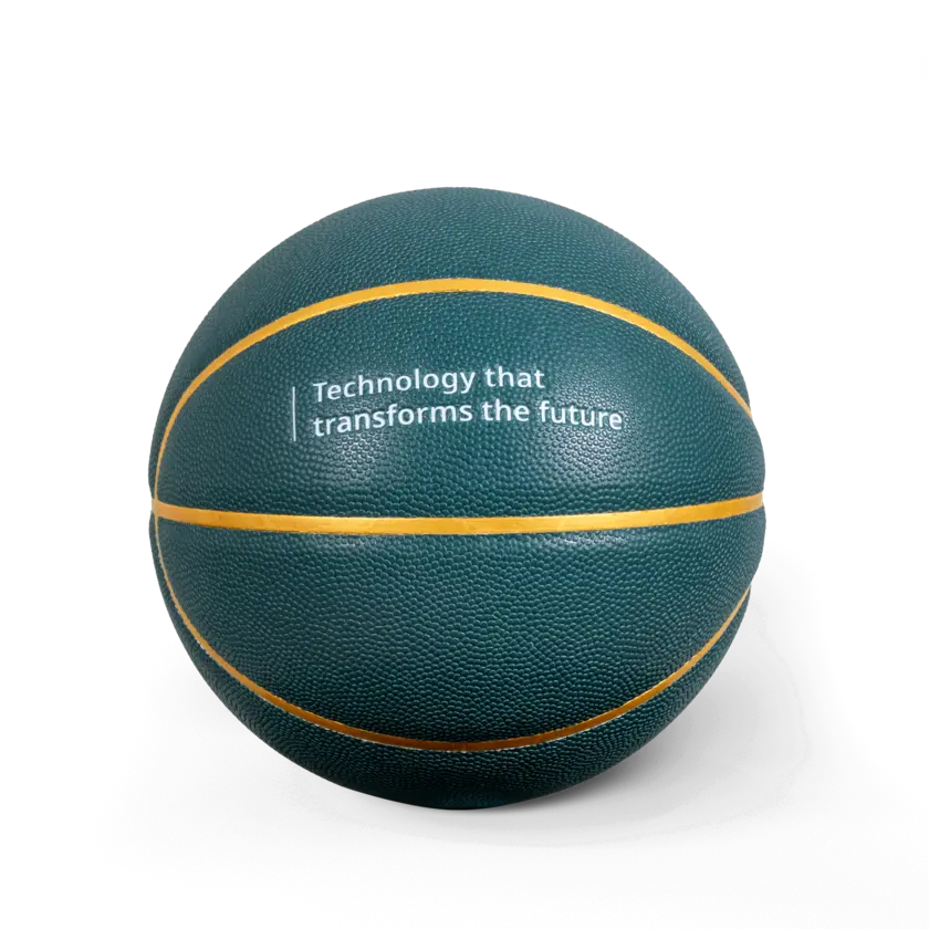 Basketball with atlas copco group logo
