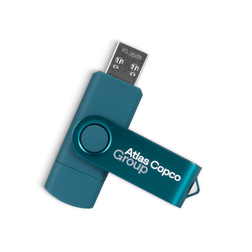 Teal Memory Memory stick USB 32GB Recycled Atlas Copco Profilestore