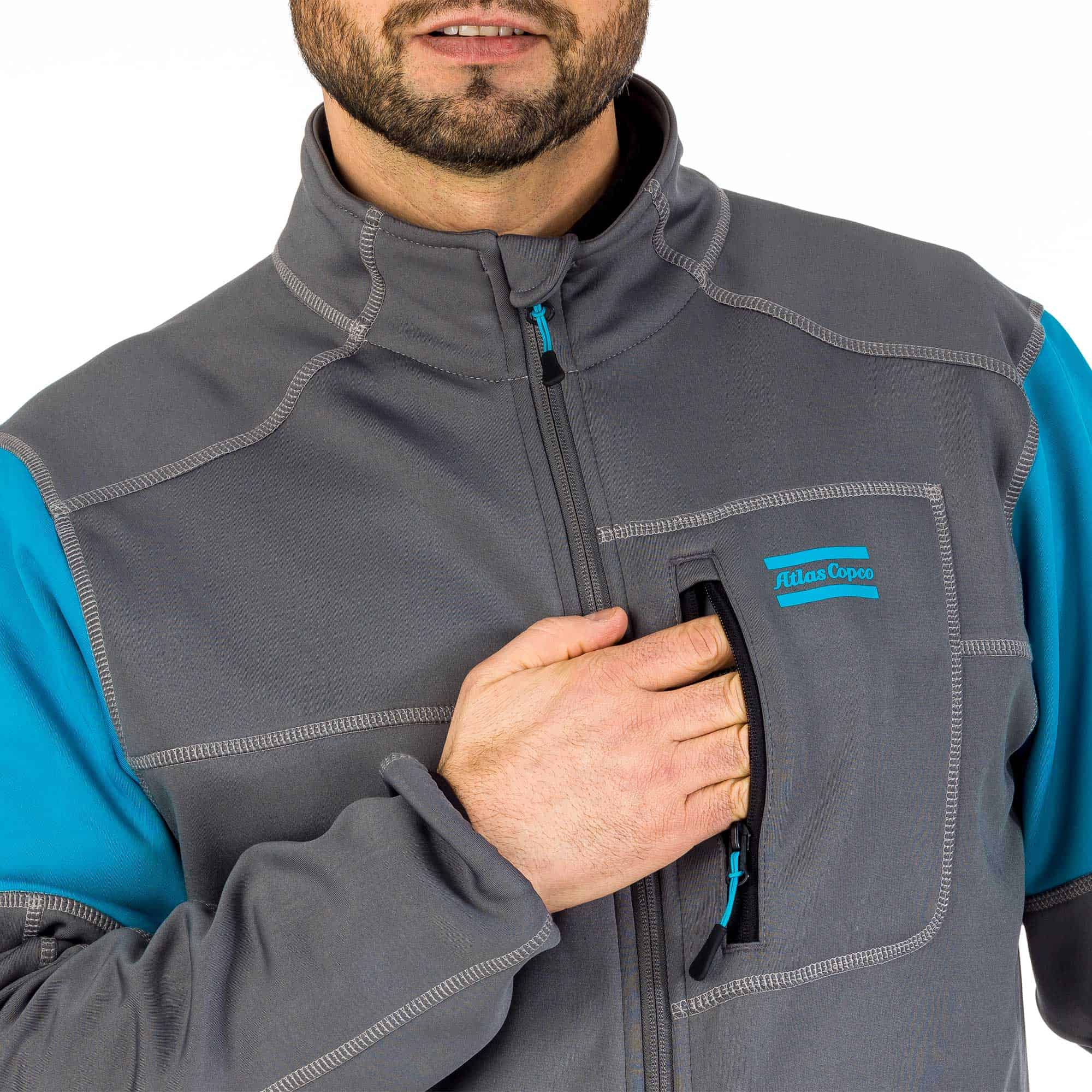 grey fleece jacket chest pocket