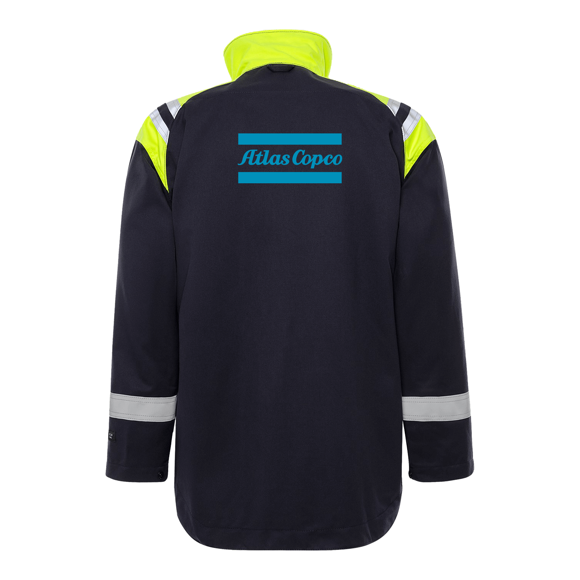 blue jacket with reflective details